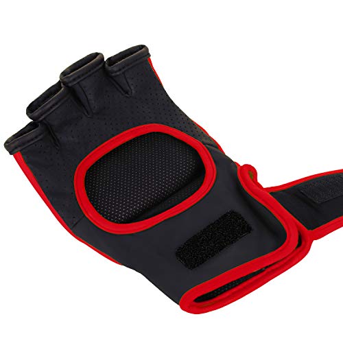 Starpro MMA Grappling Gloves for Men & Women - Faux Leather with Dense Padding- Sparring Training Kickboxing Martial Arts Competition - color: Red/Black, size: XX-Large