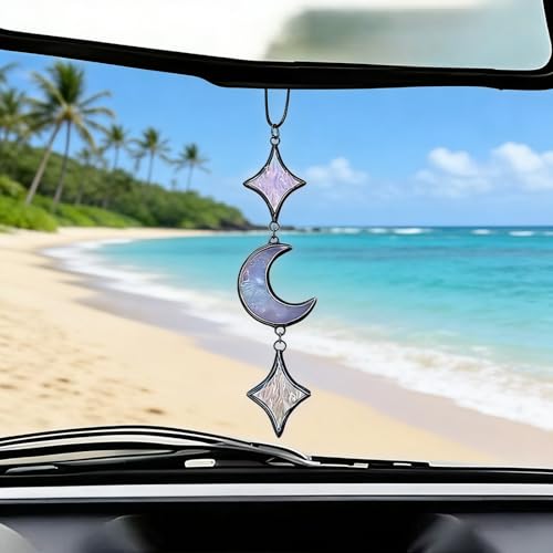 Moon Car Charm Star Rear View Mirror Accessories Cute witchy Hanging Decor