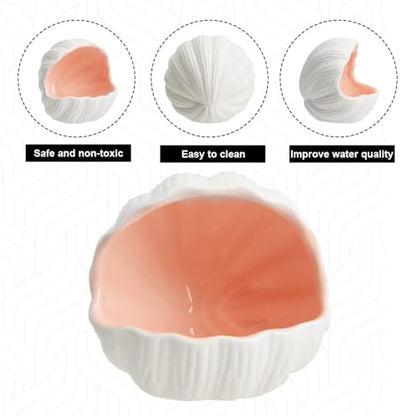 AnRui Cute Aquarium Decorations Ceramic Conch Shell-Shaped House Thematic Betta Fish Tank Accessory Decor Ornament Hideout Cave for Fish Playing or Hiding, Pink