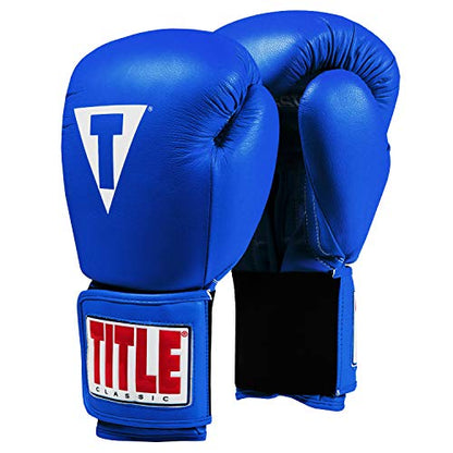 Title Classic Leather Elastic Training Gloves 2.0 - color: Blue, size: 14 oz