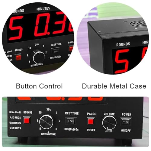 Professional Boxing & Gym Interval Timer with LED Display, Adjustable Sound, Stopwatch & Custom Rounds for Training blue