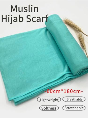 Hijab Scarf for Women Soft Muslim Hijabs Head Wrap Scarves Fashion Long Hair Shawls Stretchy Muslin Headscarf - color: Light Green Hijab Scarf for Women