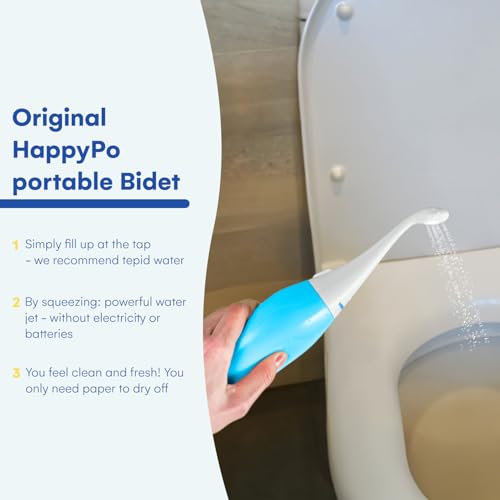 오리지널 HAPPYPO 버트 샤워 - 여행용 휴대용 비데 - 독일 상어 탱크에서 알려진 - Easy-Bidet 2.0은 젖은 물티슈를 대체합니다 (색상: 라이트 블루) - color: 라이트 블루, size: 1개(1팩)