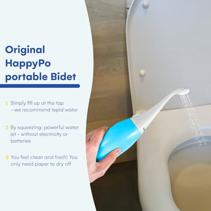 오리지널 HAPPYPO 버트 샤워 - 여행용 휴대용 비데 - 독일 상어 탱크에서 알려진 - Easy-Bidet 2.0은 젖은 물티슈를 대체합니다 (색상: 라이트 블루) - color: 라이트 블루, size: 1개(1팩)