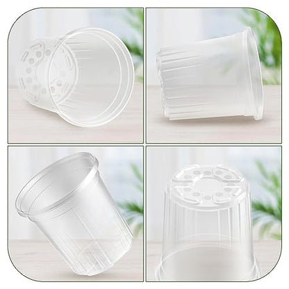 Bluepro Clear Nursery Pots with Drainage Holes, 7 Inch, 1 Gallon, 30-Pack | Clear PET, 1-Gallon Capacity, Root and Moisture Visibility, Flexible, Reusable, Indoor/Outdoor Use, Propagation and Repotting - size: 7 Inch-30Pcs