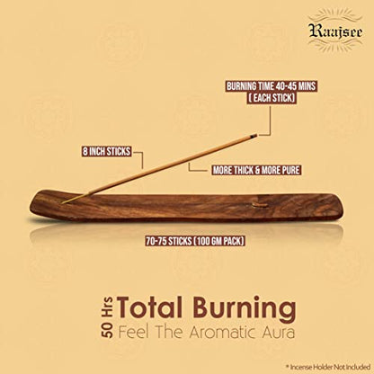 Raajsee Palo Santo Incense Sticks, Holy Wood Aroma for Energy Cleansing & Meditation Organic Non Toxic Clean Burning - Natural, Long-Lasting Incense – 100 gm Pack - color: Palo Santo