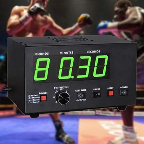 CHEFFS Professional Gym Timer with LED Display, Selectable Training Time and Cycle Repetitions, Adjustable Sound Gym Interval Timer for Muay Thai/MMA/Kickboxing(Green)