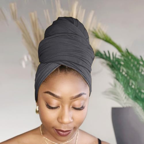 Hijab Scarf for Women Soft Muslim Hijabs Head Wrap Scarves Fashion Long Hair Shawls Stretchy Muslin Headscarf - color: Dark Grey Hijab Scarf for Women