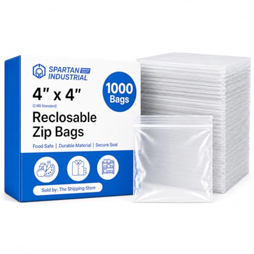 4” X 4” (1000 Count) 2 Mil Clear Reclosable Zip Plastic Poly Bags | with Resealable Lock Seal Zipper - Spartan Industrial - size: 4” X 4”