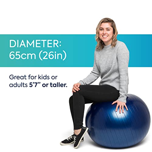 Bouncyband Balance Ball – Create Flexible Seating to Improve Focus at School, Office, or Home with This No-Roll Weighted Ball - color: Dark Blue, size: Large (Pack of 1)
