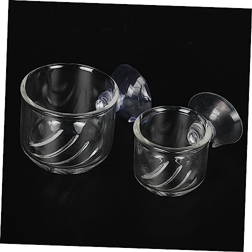 2Pc Clear Glass Feeding Cups for Fish for Red and Brine Shrimp Aquarium Equipment for Aquatic Supplies Enhance Fish Feeding Experience