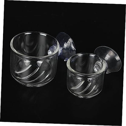 2Pc Clear Glass Feeding Cups for Fish for Red and Brine Shrimp Aquarium Equipment for Aquatic Supplies Enhance Fish Feeding Experience