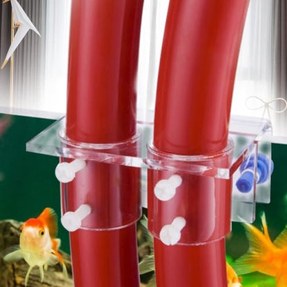 Water Pipes Fixture Transparent Acrylic Aquarium Tube Holder Leak-Proof Mounting Bracket with Screws for Fish Tank Organization(Double Hole Fixture) - style: Double Hole Fixture
