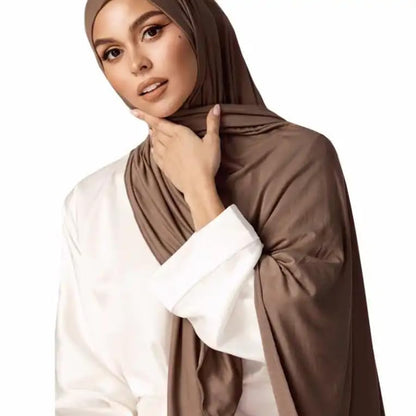 Soft Stretch Head Wrap Scarfs Long Turban Head Wrap Tie for Women - color: Khaki