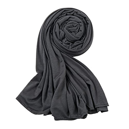 Soft Stretch Head Wrap Scarfs Long Turban Head Wrap Tie for Women - color: Dark Gray