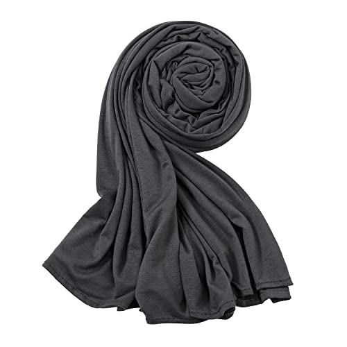 Soft Stretch Head Wrap Scarfs Long Turban Head Wrap Tie for Women - color: Dark Gray