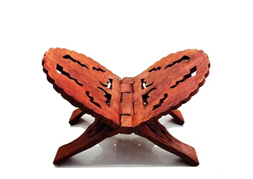 Goofy Turtle Big Wooden polished foldable Hand Carved Rehal Book Stand for Books Book Holder for Quran, Bible, Bhagwat, Gita, Ramayana & Guru Granth Sahib for Reading Religions Book Display book Stand