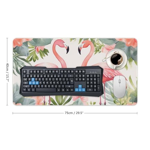 Large Size Gaming Mouse Pad Flamingos and Flowers Desk Mat Non-Slip Base Waterproof Desktop Writing Pad for Office Home - color: Flamingos and Flowers, size: 40X75cm