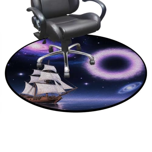 Sailboat Sailing Anti-Slip Chair Mat for Hardwood Floors & Carpets, Cosmic Ocean Desk Chair Mat for Office, Gaming Room, and Home Use, Blue Purple Diameter 39.4 in - color: Sailboat Sailing_1462, size: Diameter 39.4 in
