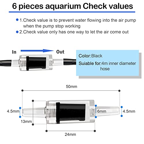 NestBasics 19.68 feet Black Aquarium Airline tubing 6 air Stone for Aquarium 6 Aquarium Check Value for Fish Tank 6 Aquarium Suction Cups 3 Each Aquarium air Controller and I T Hose connectors - size: 19.68 feet aquarium tubing with 28 kits