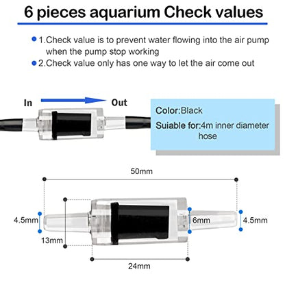 NestBasics 19.68 feet Black Aquarium Airline tubing 6 air Stone for Aquarium 6 Aquarium Check Value for Fish Tank 6 Aquarium Suction Cups 3 Each Aquarium air Controller and I T Hose connectors - size: 19.68 feet aquarium tubing with 28 kits