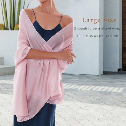 RIIQIICHY Women Shawls and Wraps for Evening Dresses Like Chiffon Silk Scarf Formal Silky Pashmina Shawls for Weddings - color: Pink-1