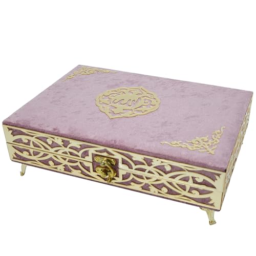 Modefa Ikra Muslim Islamic Keepsake Turkish Gift Set Holy Quran in Arabic - Ikra With Hijab and Tesbih (Pink) - color: Pink