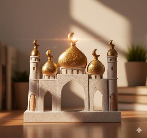 Hebdids Ramadan Eid Home Decorations for Home 2025 Gold and White Mosque Tower Islamic Eid Mubarak decore - style: Modern