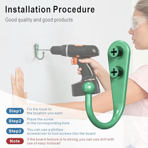 15-Pack Green Wall Mount Hooks for Hanging Coats & Towels | Screw-in Hangers with 30 Screws for Keys, Robes, Scarves, Bags, Caps & Mugs - color: 15PCS Mint Green Hooks