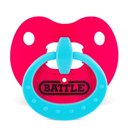 Battle Sports Binky Oxygen Football Mouthguard - Detachable Strap, Maximum Breathability, Works with Braces & No Boiling Required - color: Pink/Blue