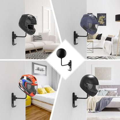 Helmet Hanger Wall Mount 180° Swivel Helmet Holder for Motorcycle Bike Racing Outerwear Sports Gear - color: Black-4