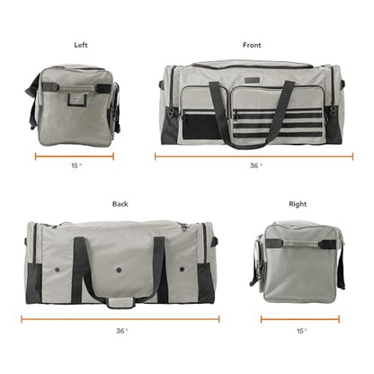 Fitdom 130L 36" Heavy Duty Extra Large Sports Gym Equipment Travel Duffle Bag W/Adjustable Shoulder Strap & 7 Compartments. Perfect for Soccer Baseball Basketball Hockey Football, Team Coaches & More - color: Silver Grey