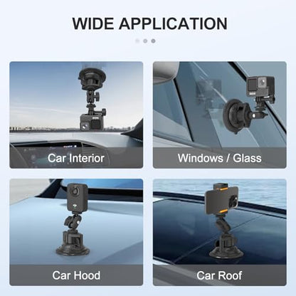 MINIFOCUS Suction Cup Camera Mount with Phone Holder, Car Camera Mount with Ball Head Magic Arm for Windshield Dash Compatible with GoPro Hero 11/10/9, DJI Osmo Action/Procket, Insta360 X5/4/3 - style: S1026
