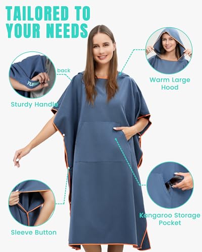 Yufawow Men Women Hooded Towel Changing Wearable Cloth Swimsuit Bikini Coverup Dry Robe Bathing Swim Parka Jacket Suit Dress Wrap Plus Size for Beach Hiking Pee Surf Board Pool Shower - color: Black