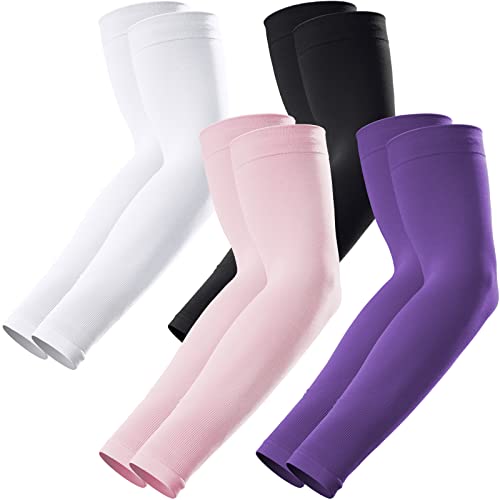 GOUNOD Arm Sleeves for Men Women,Compression Sleeves to Cover Arms for Men Working,Sun Sleeves for Men UV Protection - color: 4 Pairs:black,white,pink,purple