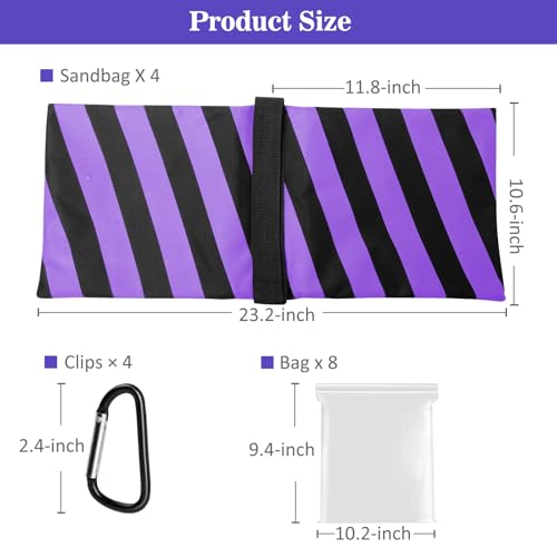 4 Packs Purple Sandbag Weight Bags for Light Photography Video Equipment | Heavy Duty Saddlebags for Backdrop Stand, Photo Tripod, Canopy, Pop up Tent, Umbrella Base, Fishing Chair, Picnic Table - color: Purple