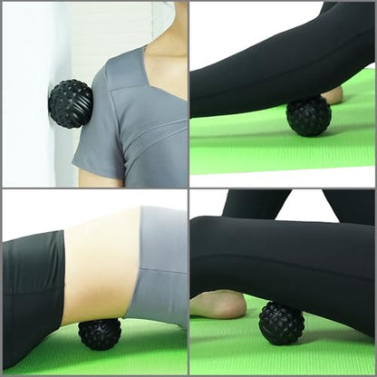 Massage Ball for Deep Tissue and Myofascial Release. 2.9″ Fascia Ball for Muscle Knots, Recovery, Trigger Point Therapy, Pain Relief, Foot Plantar Fasciitis. (Black) - color: Black