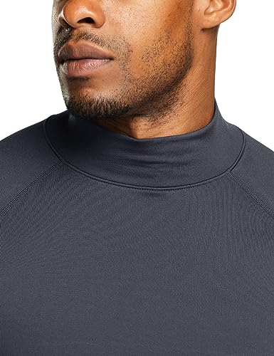 TSLA Men's Thermal Long Sleeve Compression Shirts, Mock/Turtleneck Winter Sports Running Base Layer Top - color: Mock Neck Charcoal, size: X-Large