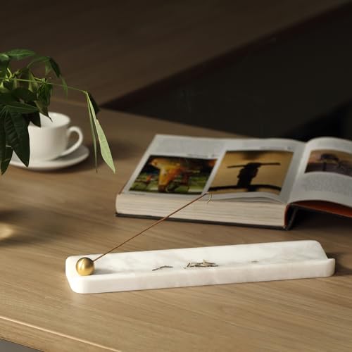 Koville Luxury African Marble Incense Holder, Incense Holders for Sticks, Incense Burner Holder, Ideal for Meditation and Relaxing, Easy to Clean(Namib Bianco) - color: White Marble-namib Bianco