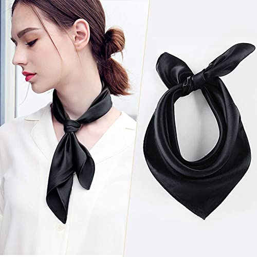 Glamorstar Satin Neck Scarf 6 Packs Square Handkerchief for Women - color: 6 Packs - Black,red,white,purple,green,wine Red