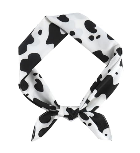 GERINLY Silk Hair Scarf Animal Print Leopard Neck Scarf Summer Neckerchief for Women Bag Purse Accessory - color: White