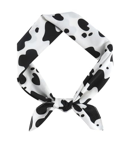 GERINLY Silk Hair Scarf Animal Print Leopard Neck Scarf Summer Neckerchief for Women Bag Purse Accessory - color: White
