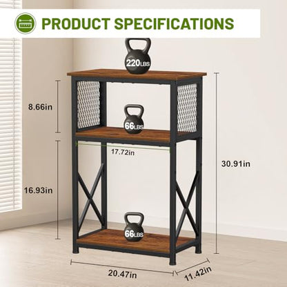 Snughome 10 Gallon Aquarium Stand, 3-Tier Storage Fish Tank Stand 220 lb Top, Fits 5/10 Gallon , Waterproof / Small Space, 20.47" x 11.42" x 30.91", Rustic Brown - color: Rustic Brown