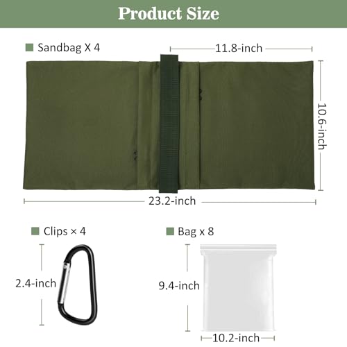 4 Packs Green Sandbag Weight Bags for Light Photography Video Equipment | Heavy Duty Saddlebags for Backdrop Stand, Photo Tripod, Canopy, Pop up Tent, Umbrella Base, Fishing Chair, Picnic Table - color: Green