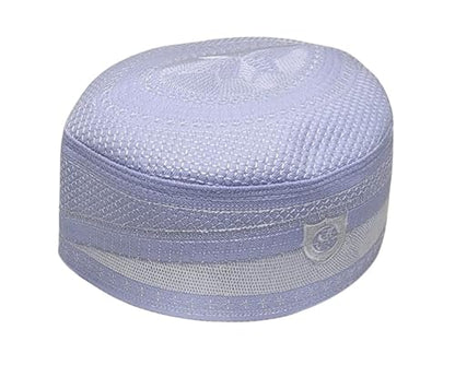 Al-Ameen Muslim Gift Muslim Kufi Hat for Men AMN-004 Islam Cap Unique Design Beanie Round Topi Headwear Ramadan Eid Gift - color: White, size: X-Large