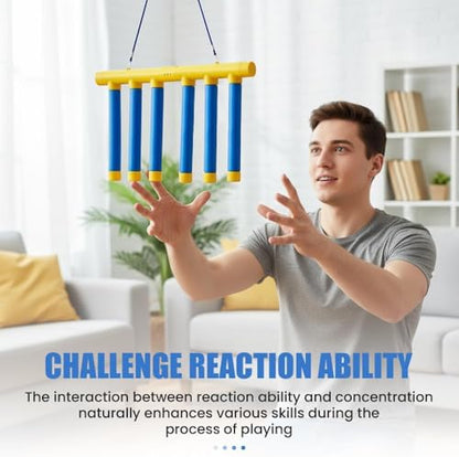 Reflex Sticks Rebounce Game, Reflex Challenge Game, Falling Sticks Reaction Time Trainer with Adjustable Speed Modes for Home, Office & Team Activities (Yellow) - color: Yellow