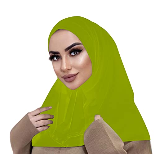 Suillty Fashion Muslim Hijab for Women Instant Snap Fastener Hijab Inner Cap Full Cover Head Wraps Scarf Islam Turban Caps - color: Light Green