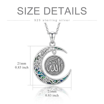 PROESS 925 Sterling Silver Hamsa/Allah Necklace Evil Eye Amulet Jewelry Gifts for Men Women - style: Crescent Allah