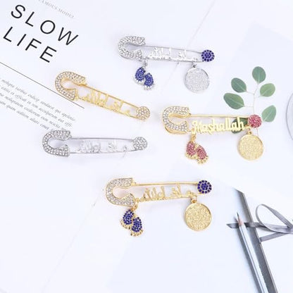 2 Pcs Mashalla Baby Brooch Pin, 2.9 Inch Home Decorations for Ramadan Gifts, Islamic Ramadan Gift