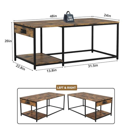 4x2x2 Reptile Enclosure Stand – 48"x24" Tall Reptile Tank Stand for 120 Gallon Aquarium Stand, Bearded Dragon Cage, Snake Enclosure & Stackable Terrarium with LED Light (Only the bottom stand) - color: Rustic Brown